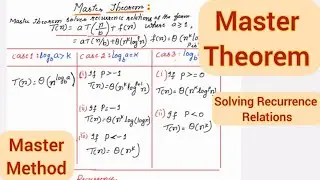 Lec50: Master Theorem- Solving Recurrence Relations