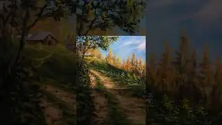 Painting Autumn Forest Path