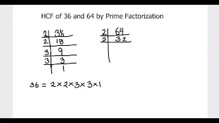 How to Find HCF of 36 and 64 by Prime Fcatorization /  Find HCF of Two Numbers /GCF of Two Numbers