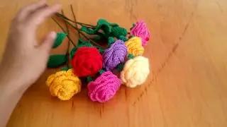 Цветок роза со стебельком Крючком.часть1 crochet rose