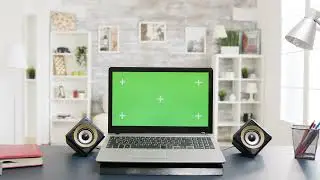 Green Screen Laptop On The Table In Room With Nobody In It Bright Well Lit Living 4k