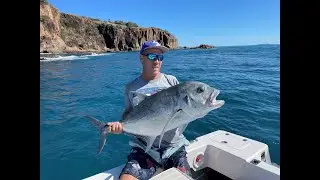 GT fishing with Fish ON,   Bonito 560!!     Keswick Island
