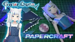 How to make Gawr gura Cat shark action figure from paper (Time Lapse Build Papercraft)