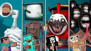 NOOB VS PRO - ALL SIREN HEAD EVOLUTION CHOO CHOO CHARLES IN MINECRAFT TREVOR HENDERSON SCP ANIMATION