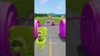 Skibidi Toilets & Strange Cars VS 2 Barbie Bollards and Giant Chain Crush - BeamNG.drive
