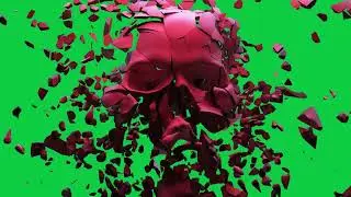 [4K] Exploding Skull - Green Screen