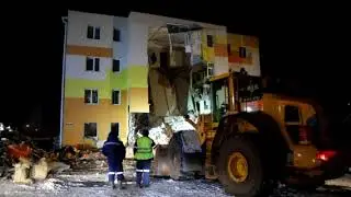 На месте взрыва газа в жилом доме в Яковлево. Декабрь 2019