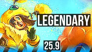 NUNU & WILLUMP vs AZIR (MID) | 9 solo kills, Legendary, 800+ games | KR Master | 25.9