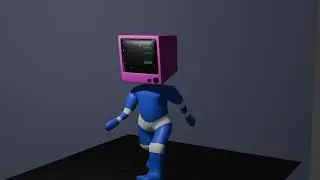 3D TV Head Character with Walk Animation