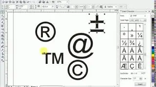 insert characters in coreldraw | insert at symbol | insert TM symbol | insert registered symbol