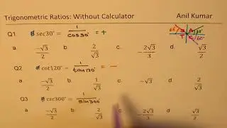 Evaluate Secondary or Reciprocal Trigonometric Ratios without Calculator