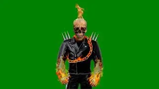 burning skull green screen | 4k | ghost rider effect