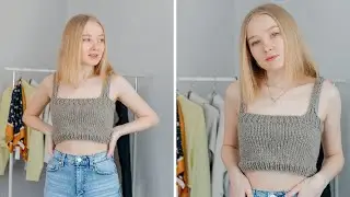 Tutorial knitted top for beginners I Knitted crop top in an evening ✨