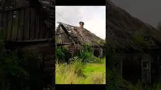 Заброшенный дом в деревне в Беларуси. Крыша покрыта камышом. Полесье 