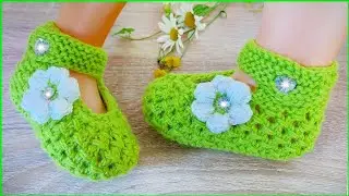 Пинетки-сандалики спицами. Подробный МК