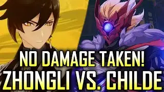 Zhongli 1v1 Childe - No Damage Taken Solo Clear (Level 90 Golden House Boss Fight) | Genshin Impact