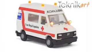 Red Cross ambulance H0 scale 1:87 (Busch) with LED lights