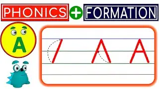 How to Write Letters for Children -  - Letter A Formation - ABC Alphabet Phonics with FIVE Words