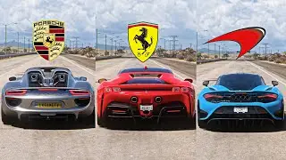 FH5 DRAG RACE! Porsche 918 Spyder Vs Ferrari SF90 Stradale Vs Mclaren 765LT