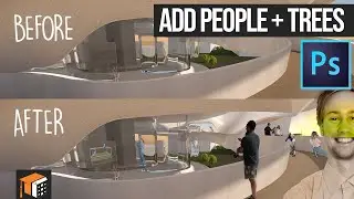How to Add People and Trees to Architecture Drawings and Renders - Photoshop Collage Tutorial