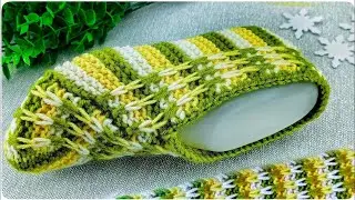 ЯРКИЕ ТАПОЧКИ СЛЕДКИ СПИЦАМИ!!!💥Быстро, БЕЗ ШВОВ!👍 МК для начинающих