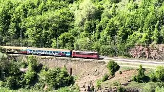 A passenger train spotted at the Iskar gorge in Bulgaria