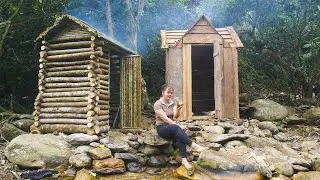 Build a small kitchen with braided wood next to the cabin to survive in the wild
