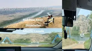 Crossing a river without bridge| Red deer River|Drumheller|Alberta|Canada|Mobile bridge