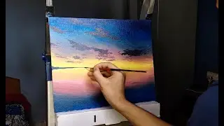 Sunset Acrylic Painting | Beginner's Tutorial
