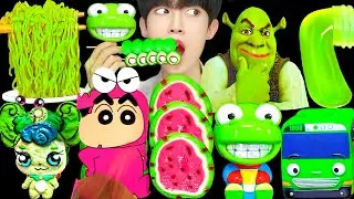 ASMR ICE CREAM PORORO JELLY RECIPE PARTY 직접 만든 그린 디저트 티니핑 뽀로로 꿀젤리 먹방 DESSERTS MUKBANG EATING SOUNDS