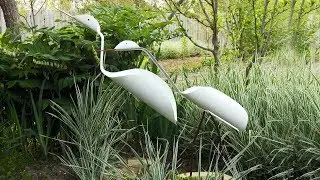 Birds from plastic pipes (PVC) with their own hands. Crafts for a summer residence and a garden
