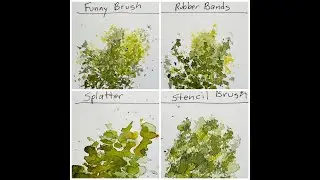 Painting foliage with watercolor - 4 ways (Rubber bands win!)