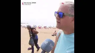 Barcelona beach thief caught stealing bag on live TV