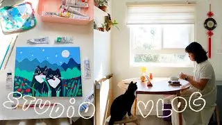 september studio vlog ♡ cute art trades, painting all day, packing orders