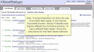 ClinicalTrials.gov: RSS Feed Setup for a Search