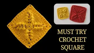 This design has unique beauty😍Embossed leaf Crochet square👉Tutorial for Beginners @sara1111