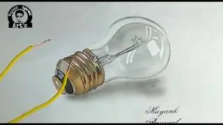 How to draw realistic 3D Bulb | Speed drawing