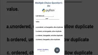 Multiple Choice Questions on Python ( python for beginners Short - 09)