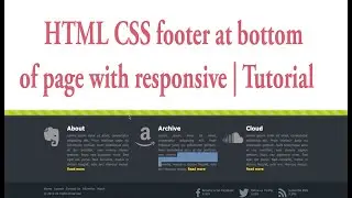 HTML CSS footer at bottom of page with responsive | Tutorial