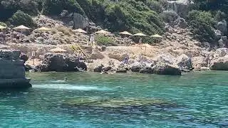 Rhodes Island, Greece, Anthony Quinn Bay. diving, swimming and snorkeling in cove. July 12, 2023