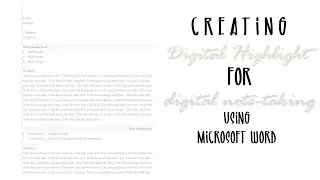 Digital Highlighter using Microsoft Word, How To [aesthetic notes], School Notes, Study Inspiration