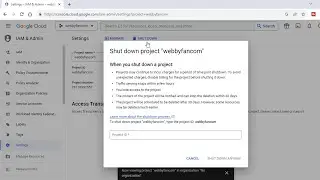 how to delete google console cloud project  -  Shut down console cloud google project