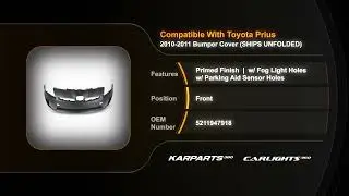 For Toyota Prius Bumper Cover 2010 2011 Front Primed Halogen Headlights CAPA