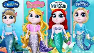 Disney Princesses Became Mermaids! My Talking Angela 2