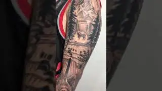 Wolf with Mountain Full Sleeve Tatto by Made Tatto Bali