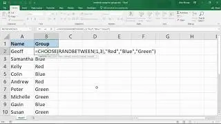 Randomly Assign Names to Groups - Excel Formula