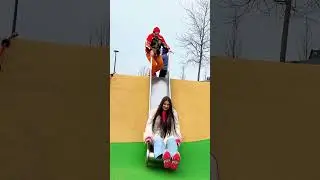 helped to ride down the hill 