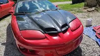 carbon fiber ram air hood installed 2000 pontiac firebird 4th gen