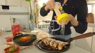 ENG│코스트코 갔다가 치즈 삼겹 새우말이 먹기. 명란무침 솥밥 만들고 작업실 청소하는 자취일상.