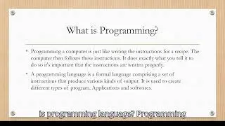 Introduction to Programming |Programming Languages and Python Data Science Part1